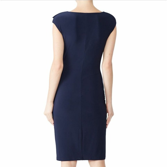 NWT Lauren Ralph Lauren Women Navy/White Midge‎ Two Tone Ruffle Sheath Dress sz6 - Picture 3 of 9